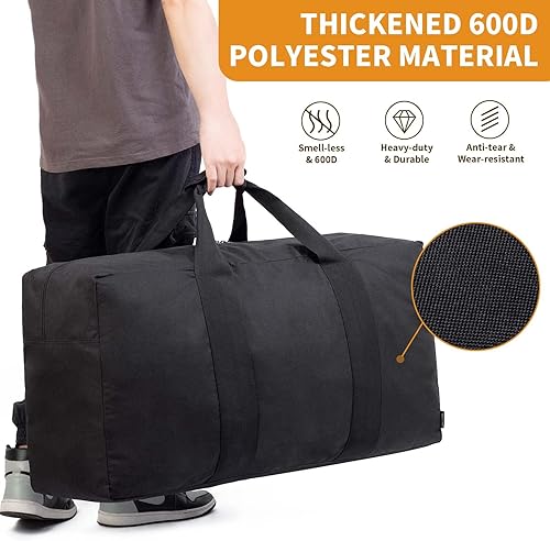 Miniatura 4 de Vorspack Bolsa de lona extra grande para viajes, bolsa de lona de 100 L para hombre, bolsa de equipo para almacenamiento, campamento durante la