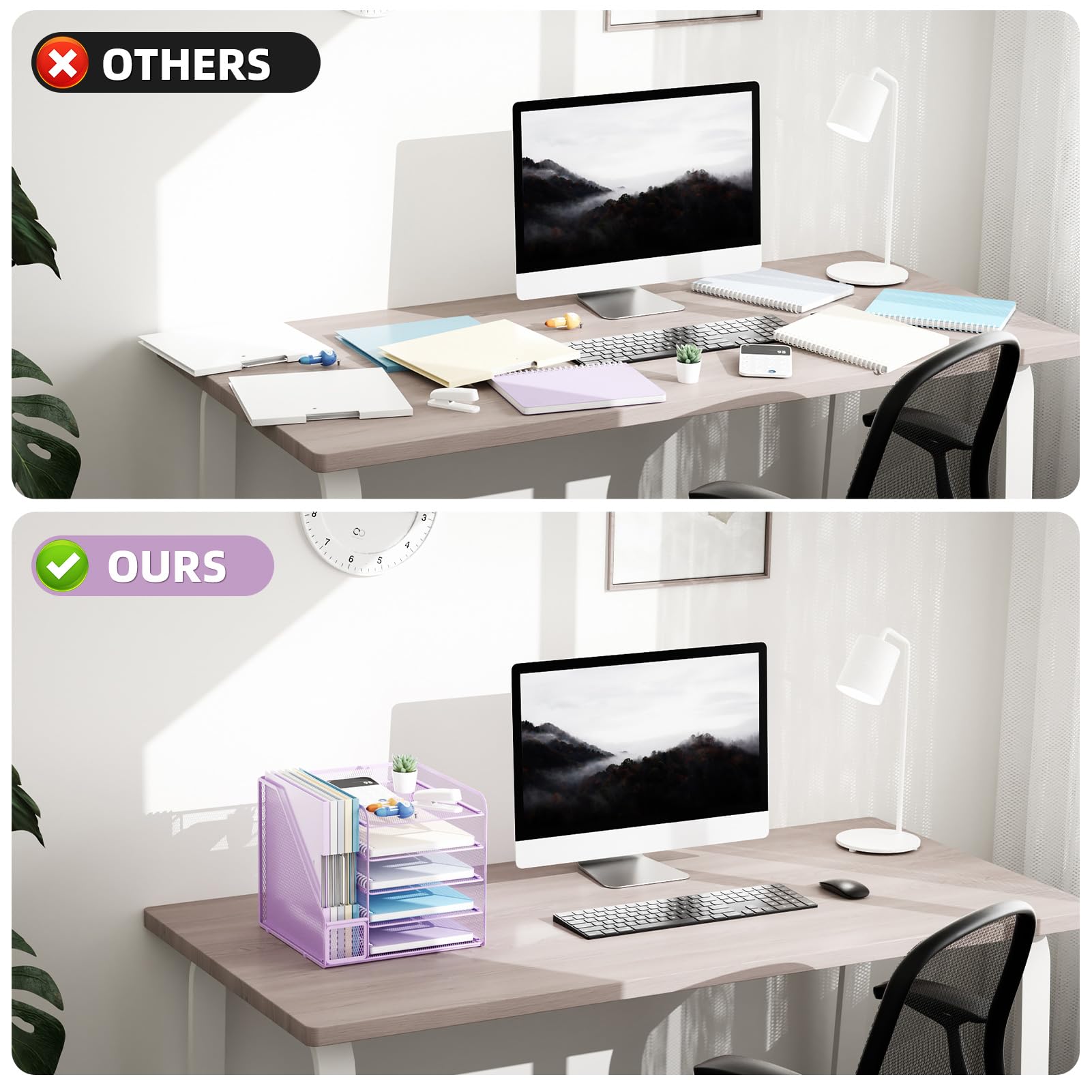 Marbrasse Organizer da scrivania e accessori, organizer per lettere a 5 livelli con porta documenti, organizer per documenti in rete per scrivania, accessori da scrivania e organizzazione per