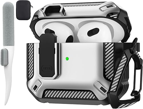 Vista 25 de Maxjoy Funda para AirPods 4 con cerradura, funda para AirPods de 4ª generación con kit de limpieza, a prueba de golpes, funda protectora para Azul