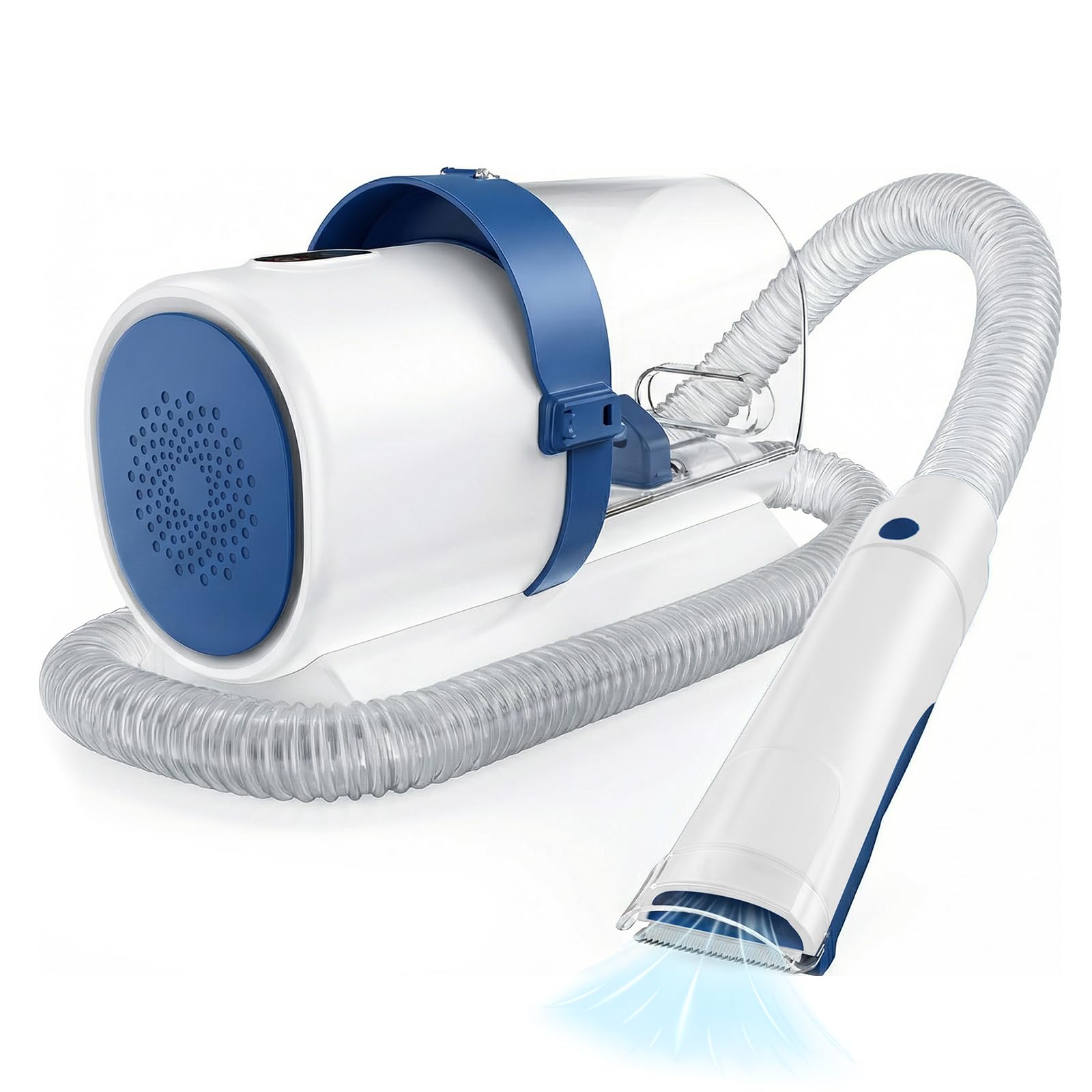 DUMOS Pet Grooming Vacuum Kit 2.5L, 3 Adjustable Suction Modes Pet Clipper, 5 Professional Grooming Tools with Cordless Low Noise Dog &amp; Cat Hair Clippers, Blue &amp; White