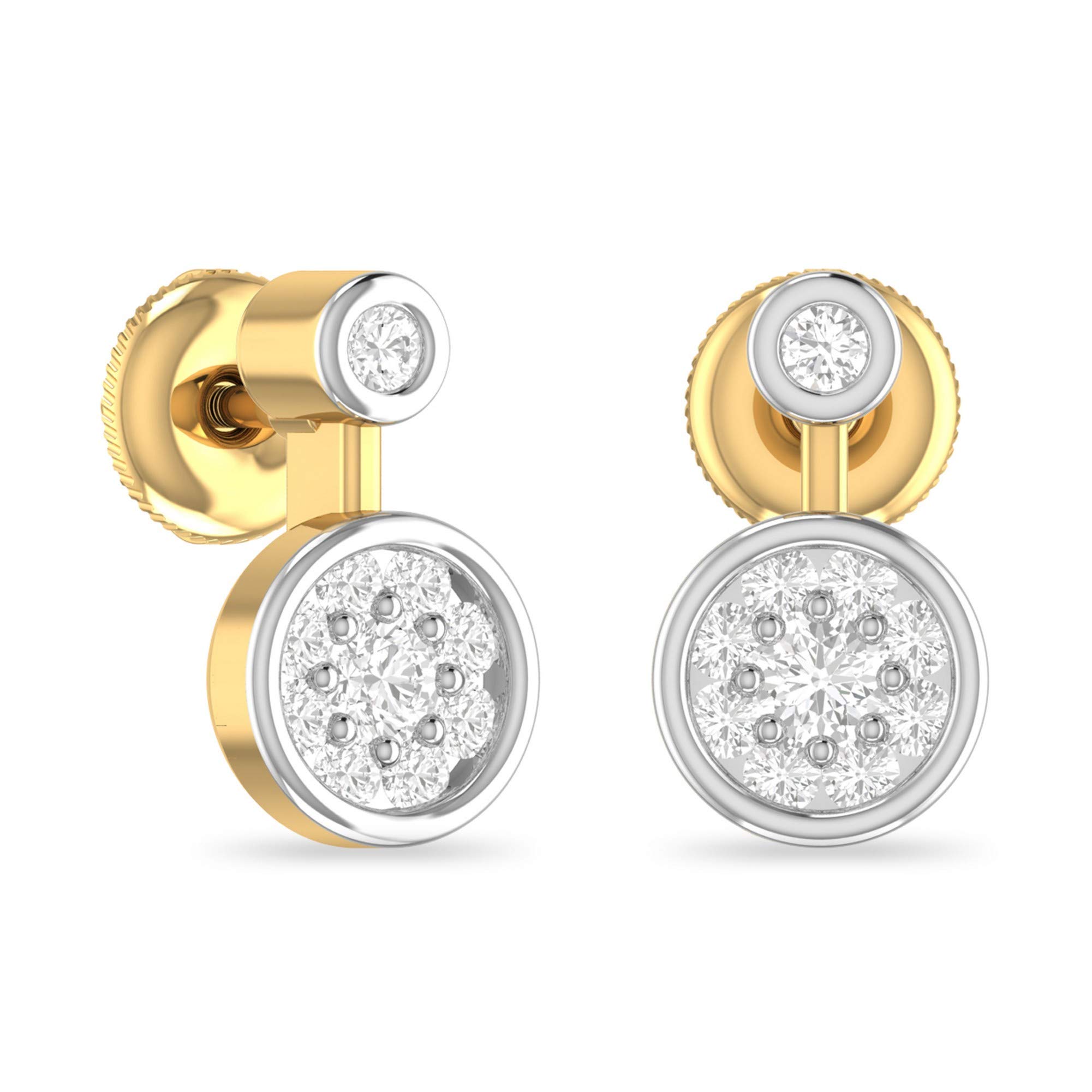 Yellow Gold and Diamond Stud Earrings for Women-image-49