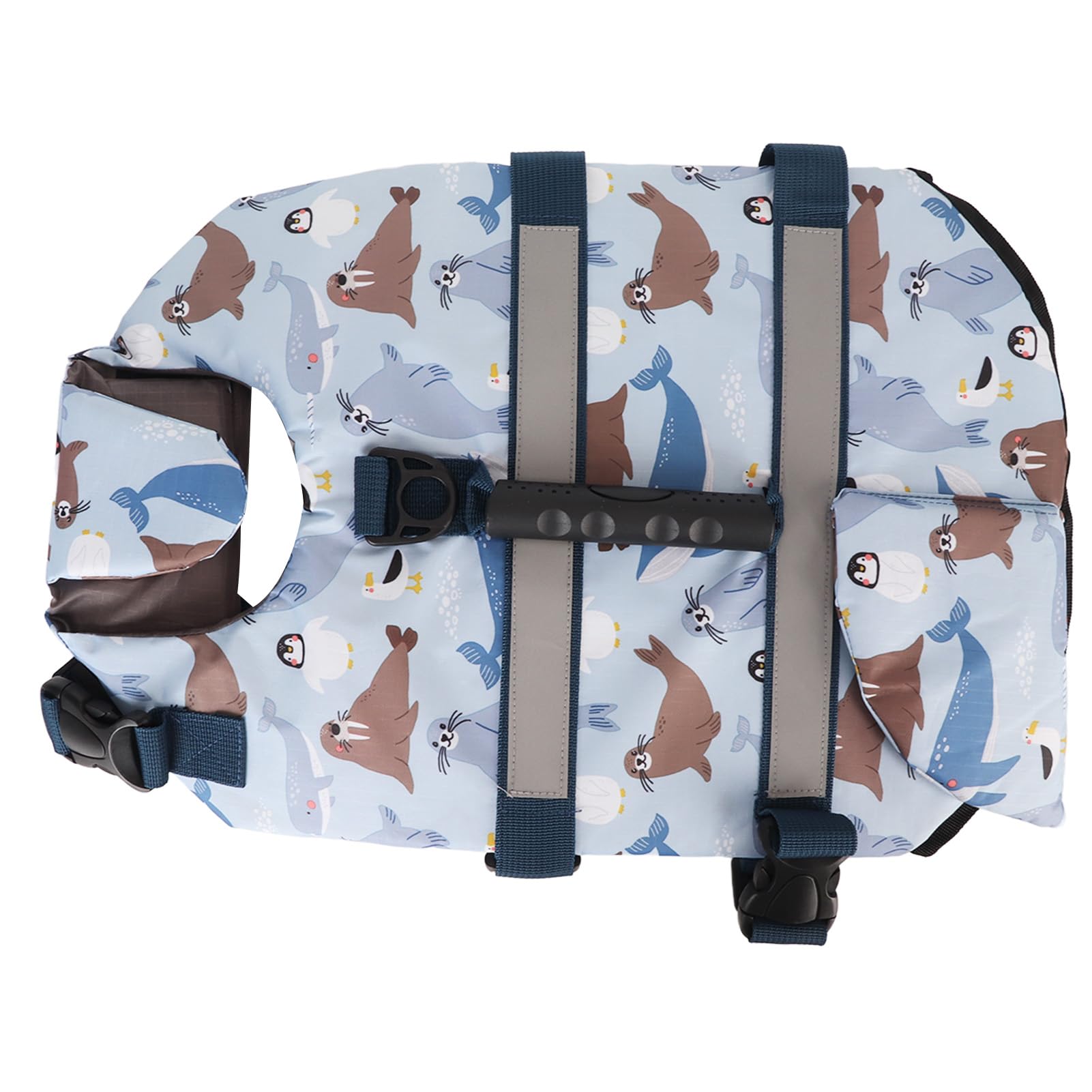 Dog Life Vest Reflective Adjustable Pet Floatation Life Jacket Increase Buoyancy Racing,Watersports Polyester Pearl Cotton (S)