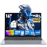 Laptop Computer, Gaming Laptop 2025 Windows 11 Pro, 16 Inch Lap Top PC, 16GB RAM 1TB SSD, Intel 13th Gen N150 Processor(up to 3.6GHz), Backlit Keyboard, FHD 1920 * 1200, Students, Business