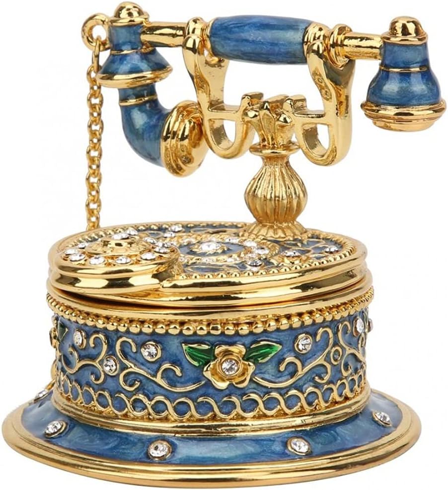 Retro Phone Ornament Zinc Alloy Enamel Color Crafts Home Office Bedroom Decorations Birthday Gift for Friend