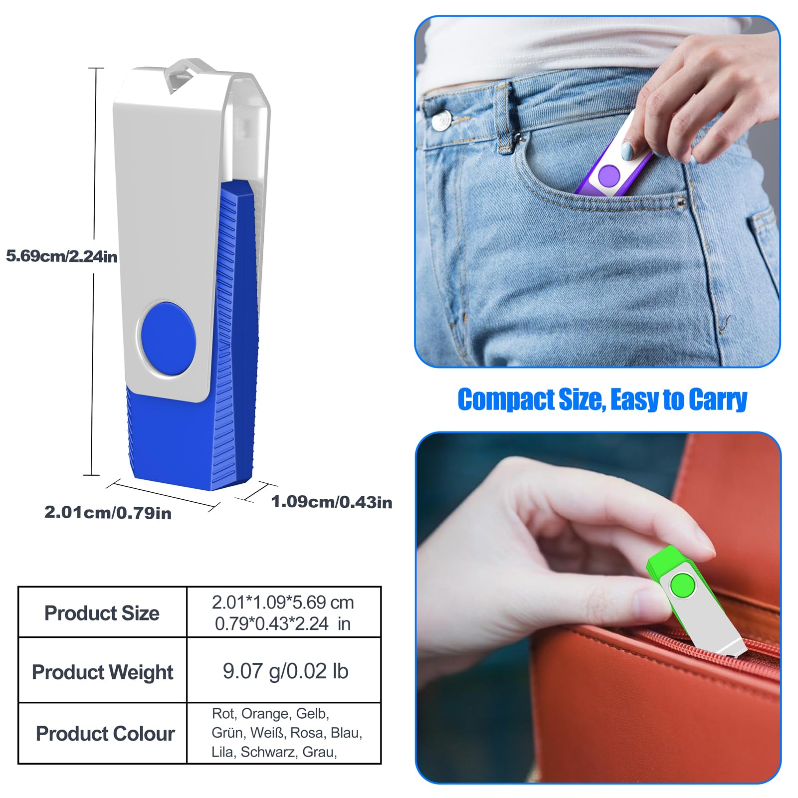 TEWENE Memoria USB de 128 MB, memoria USB 2.0, paquete de 50, unidad de pulgar, almacenamiento USB con llavero y adhesivo para computadoras, coches y televisores