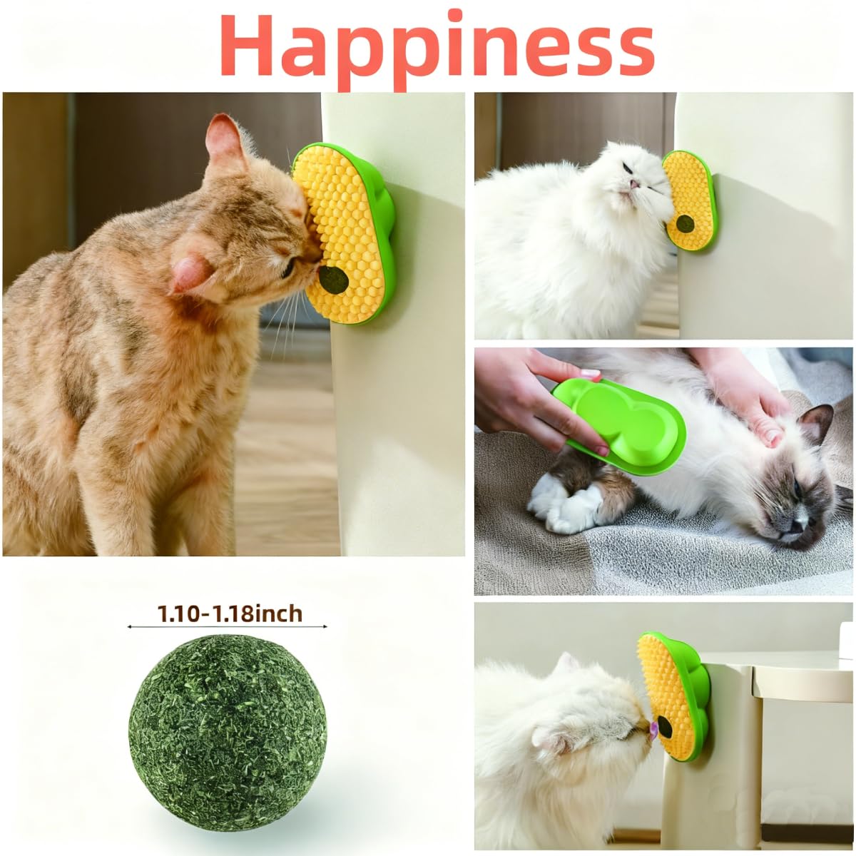 【2-Pack】Wall-Mounted Catnip Grooming Massager - Self-Grooming Corner Brush for Cats to Lick, Scratch, and Massage Cheeks with Catnip, for Indoor Cats - image 3
