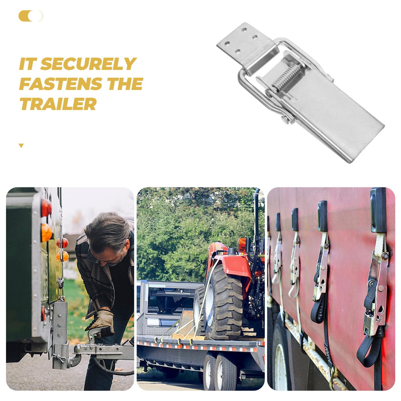 iplusmile Gancio di Bloccaggio per Rimorchio in Acciaio Inossidabile 7,09 x 2,76 x 0,79 Pollici – Sicuro Contro Movimenti Indesiderati Durante Il Trasporto – per Camion, Rimorchi e Container
