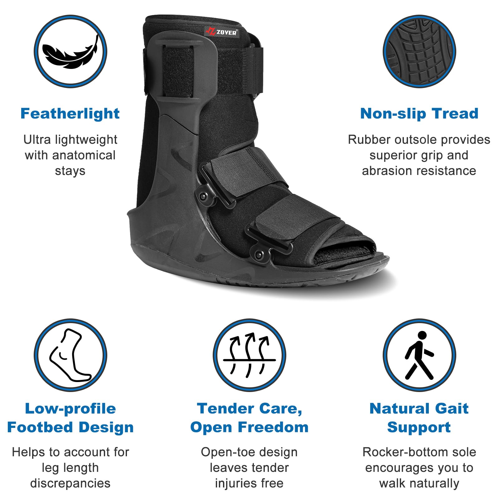 Zoyer Recovery+ - Bota de senderismo Essential de 11 pulgadas (tamaño grande)