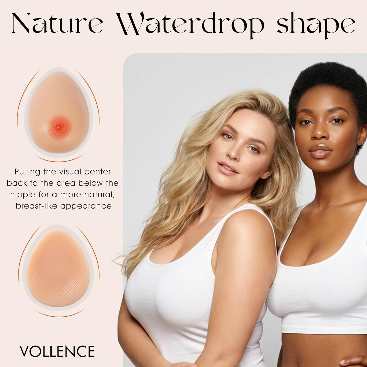 Vollence Self Adhesive Silicone Breast Forms Fake Boobs for Mastectomy Prosthesis Crossdresser Transgender Cosplay