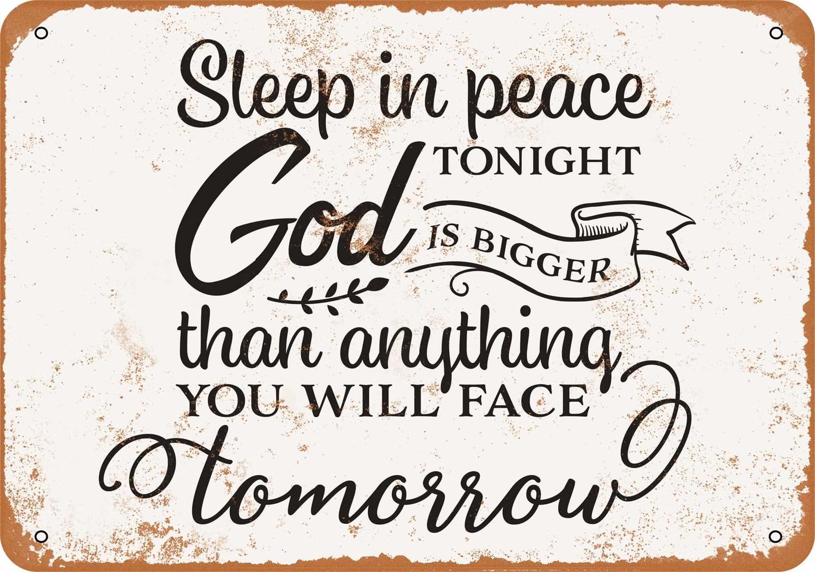 Miaomansenstore Metal Sign - Sleep In Peace God Is Bigger Than Anything - Vintage Look Home Decor