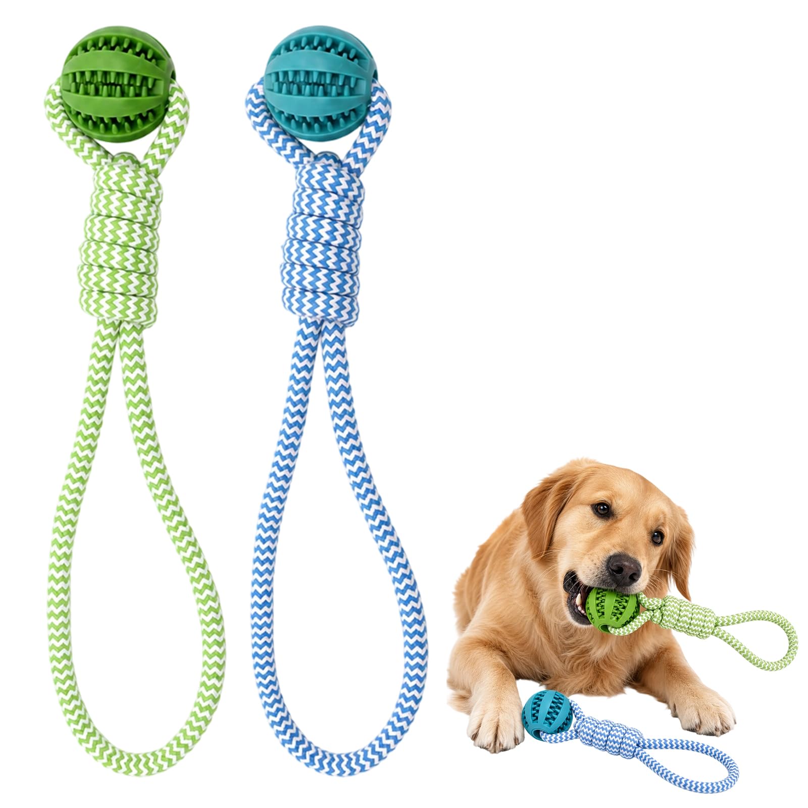 Dfiupdn 2 Dog Balls On Rope, Interactive Dog Toys, Ball On Rope Dog Toy
