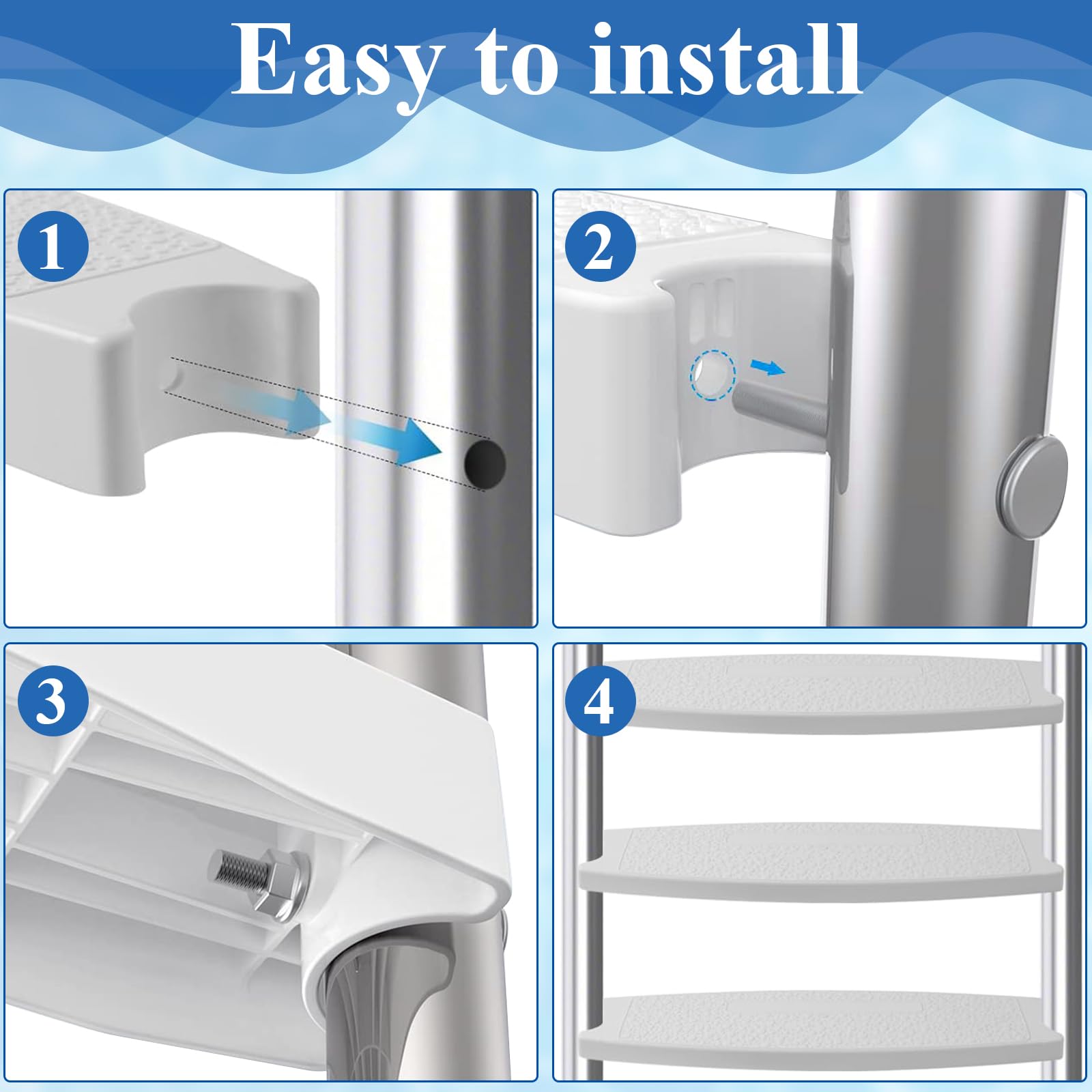 VGEBY 2Pcs/Set Accessoires D'Échelle Boucle Plastique Pièces Intégrées Piscine - Jardin