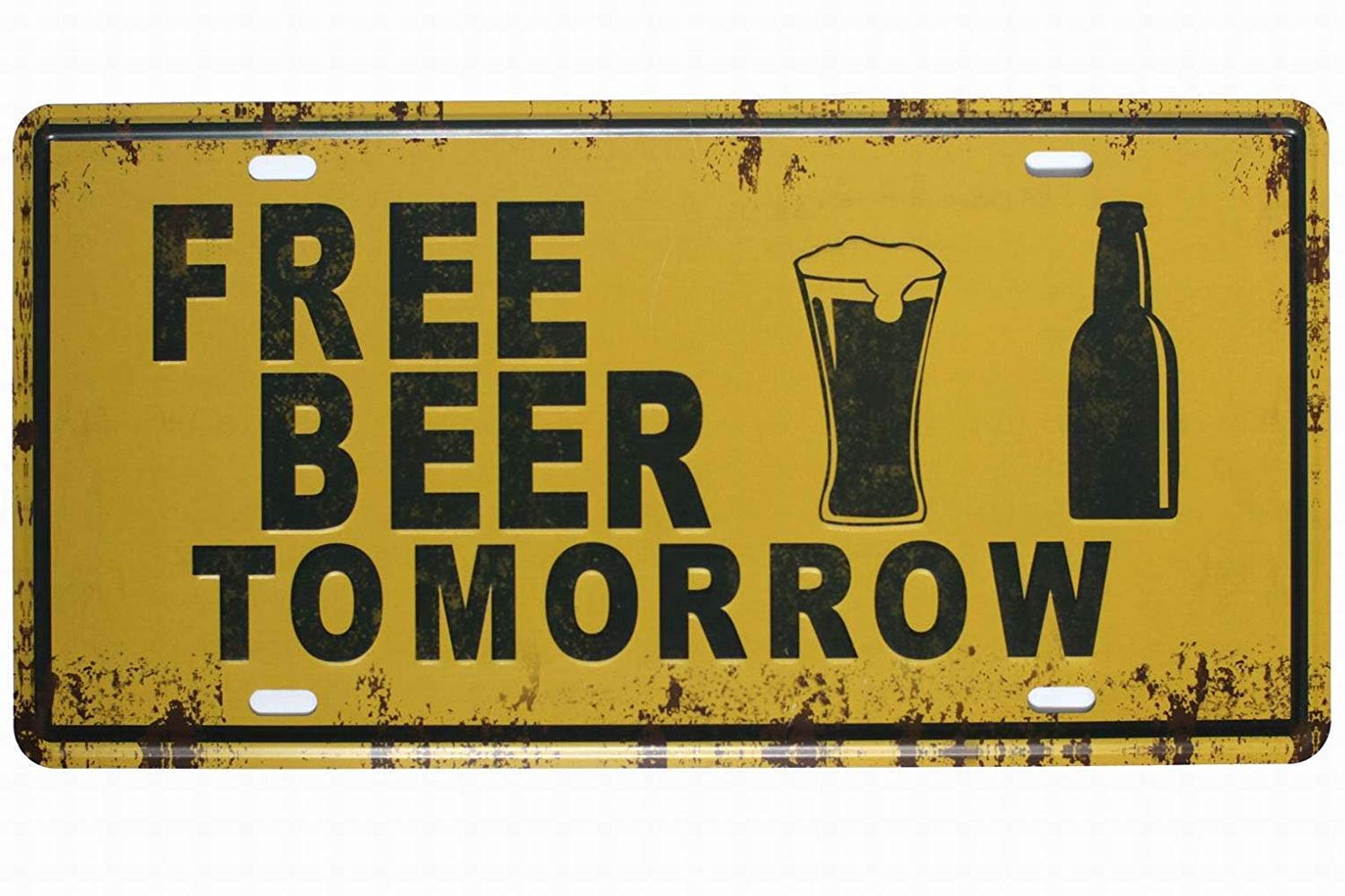 Free Beer Tomorrow Sign Outdoor Courtyard Decoration Sign 8X12 Inch