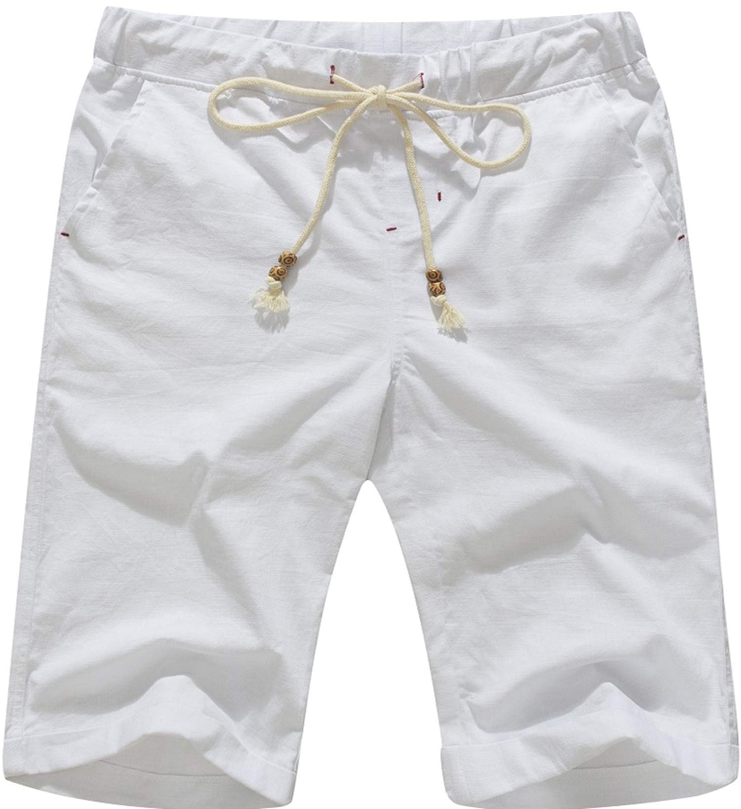 Boisouey Men's Linen Casual Classic Fit Short Summer Beach Shorts