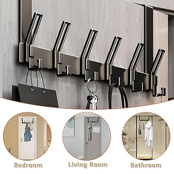 Aazon.co: SKOLOO Over The Door Hook - 5 Hooks, Over Door Hook Hanger For Hanging Clothes