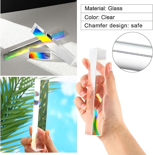 Miniatura 2 de Kanayu Paquete de 12 prismas triangulares transparentes de vidrio óptico triple para efectos de fotografía, física, enseñanza de espectro de luz