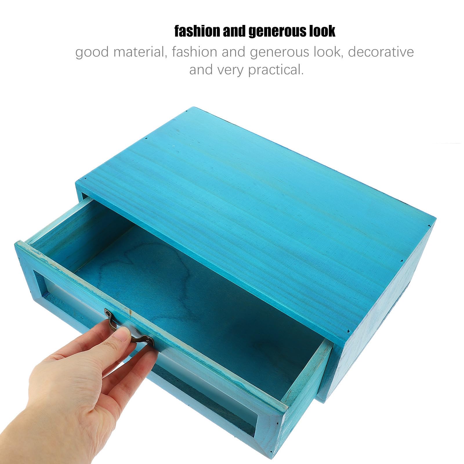 SEWACC Organizador de Maquillaje de Madera Cajón Único para Escritorio, Caja Decorativa para Tocador en Casa, Mantiene la Mesa Limpia Fácil Acceso