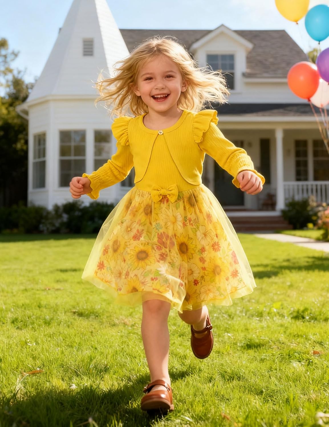 UNICOMIDEA Toddler Girls Sleeveless Dresses and Long Sleeve Knit Cardigan Set 2 Piece 2-6T - Image 2