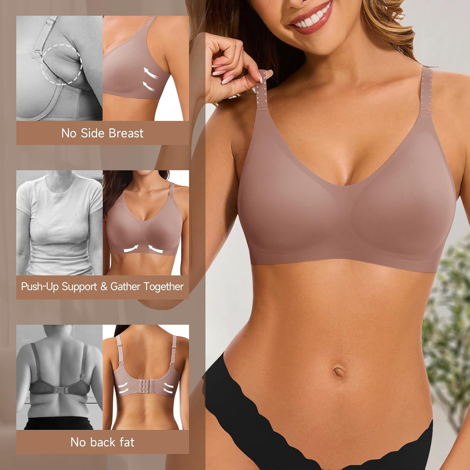 Womens Jelly Bras Wireless Bra Seamless T-Shirt Bras Full Coverage No Underwire Everyday Comfortable Lift Bralette - Image 5