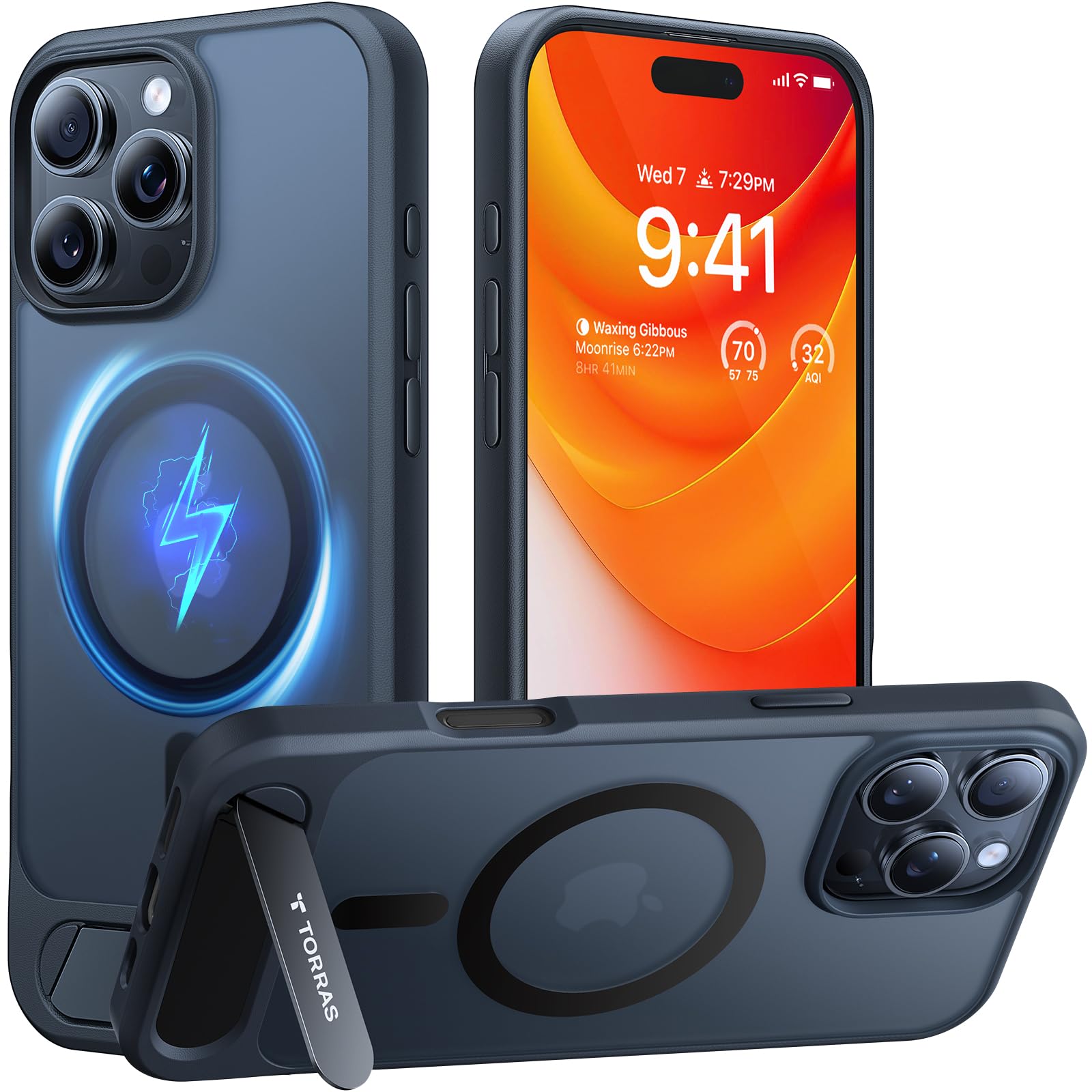 TORRAS Strong Magnetic & Seamless Stand for iPhone 16 Pro Case, [18N Mighty Magnetic] [12FT Mil-Grade Drop Tested] [Fit for MagSafe] Kickstand Protective Slim Phone Case for iPhone 16 Pro 6.3", Black
