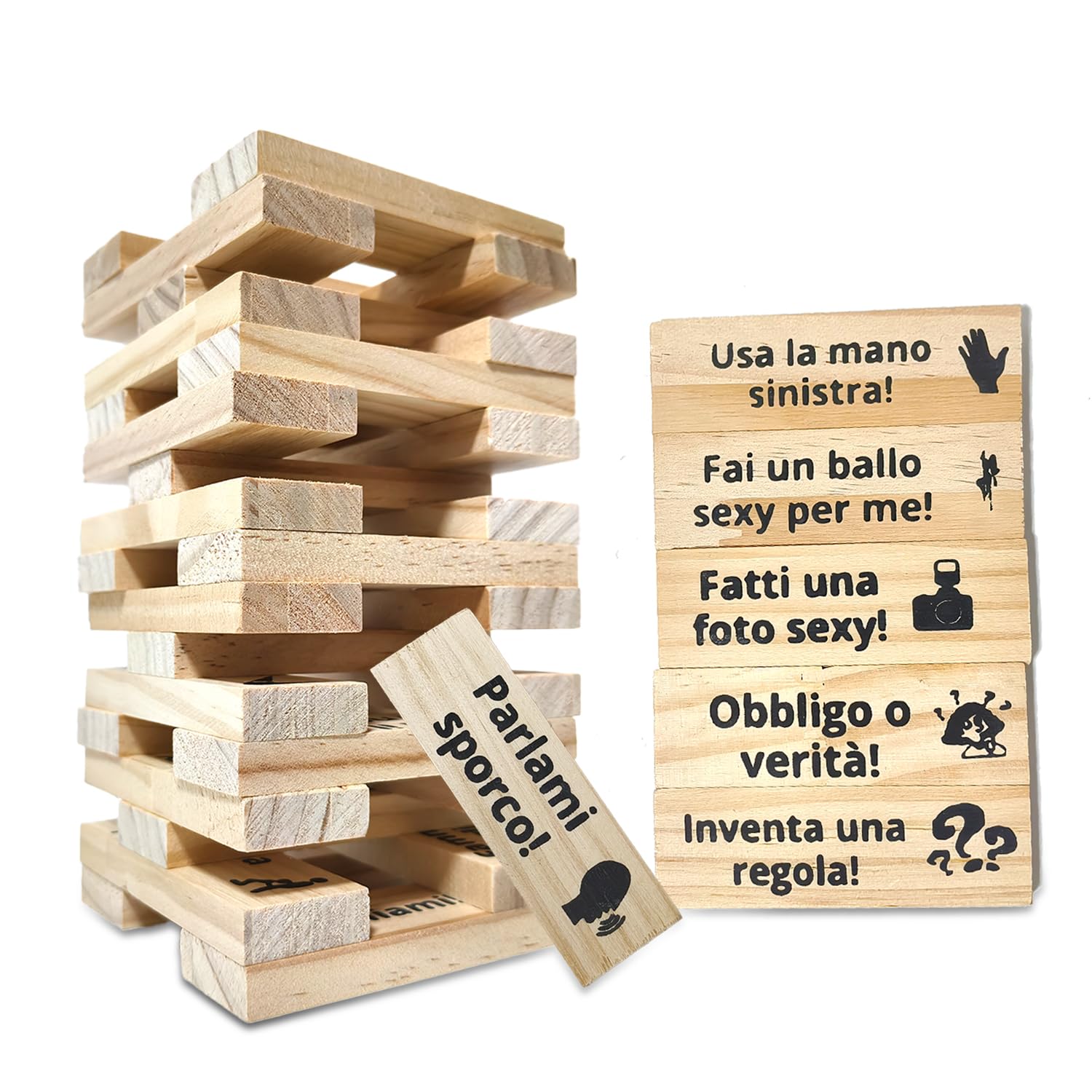 Gioco Super Naughty Block Tower Audasi - 48 Blocchi Legno Per Coppie Adulti