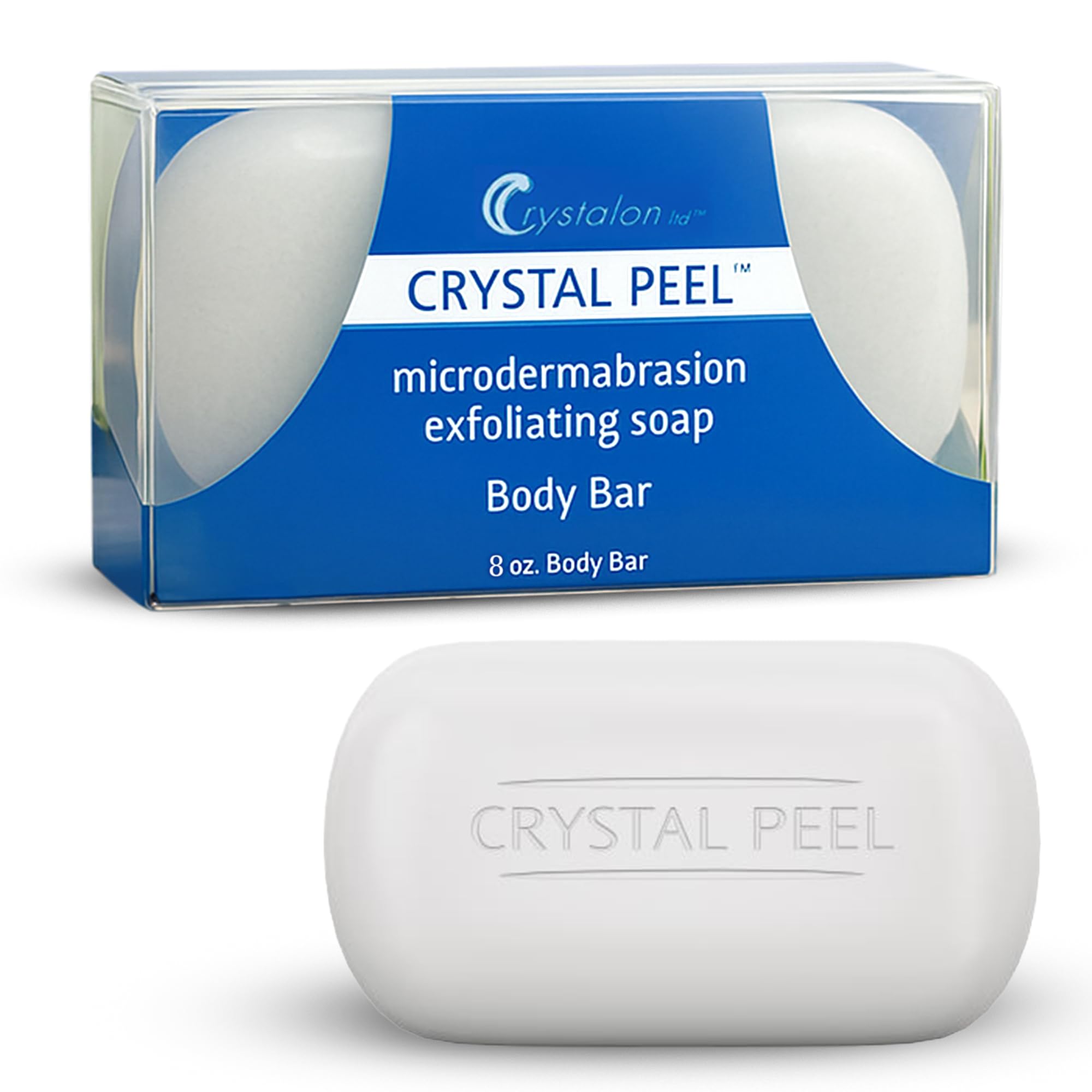 Exfoliating Bar Soap for Men & Women, Crystal Peel Luxury Microdermabrasion Hydrating & Exfoliating Body Soap Bar Solid Magnesium Mineral Scrub for Buffing Away Dirt & Oil Smooths Skin, Lemongrass 8oz