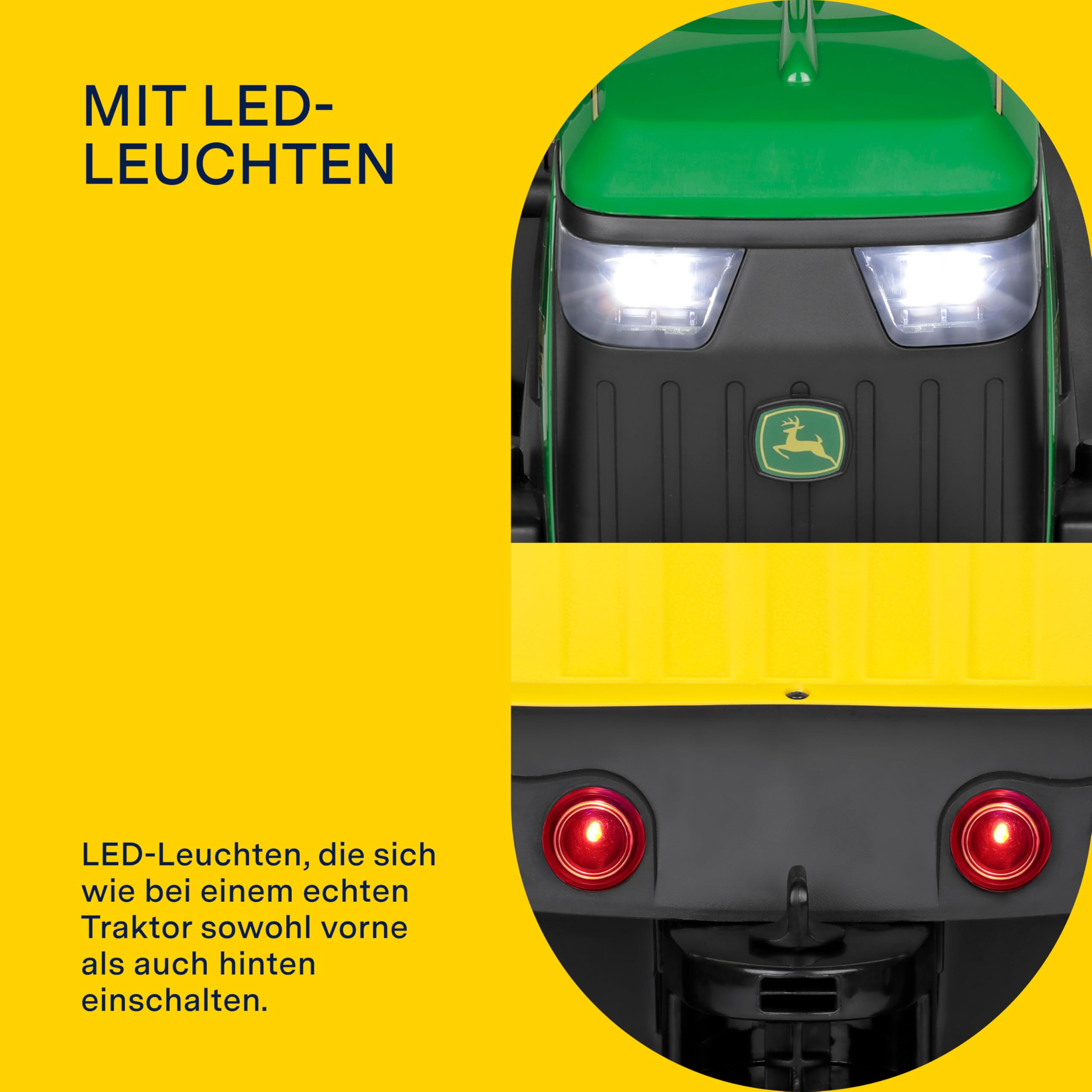 PEG John Deere Farm Power. Der Elektrotraktor mit Funksteuerung und Anhänger. Ab 18 Monaten. Lithium-Akku für Lange Spielzeit.