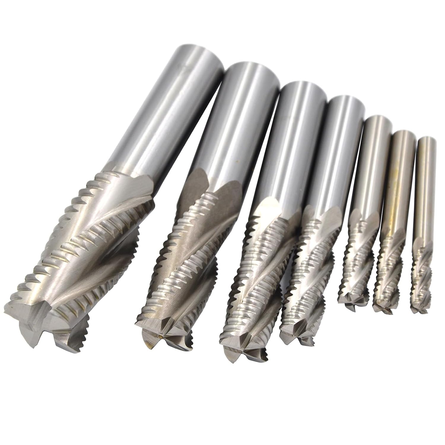 2Pcs 10mm 3Flutes HSS Roughing Rougher Cutter Square End Mill 3Flutes Chip Breaker Smooth Cutting Milling Slotting Plunging Profiling CNC Tool for Aluminum Copper Brass Bronze Plastics
