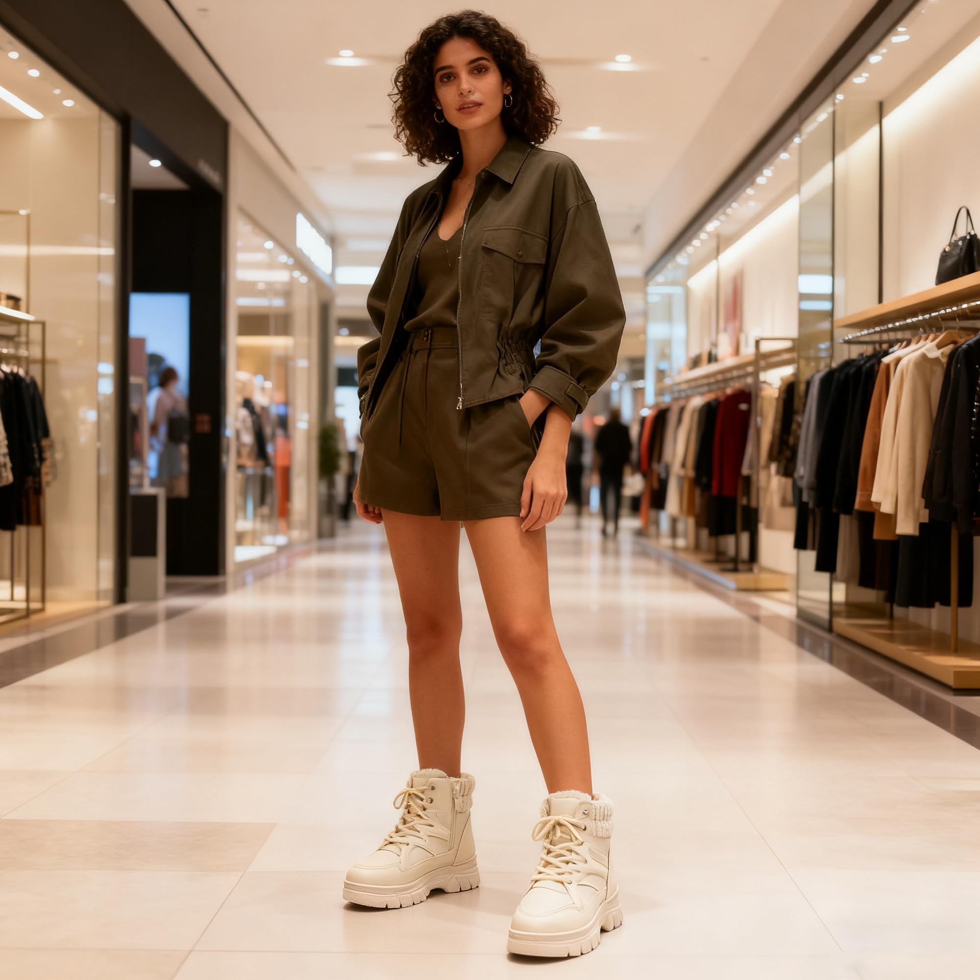 GLAMORA Botines de Invierno para Mujer con Interior de Pelo, Resistentes al Agua, Cremallera Lateral, Plataforma y Suela Antideslizante