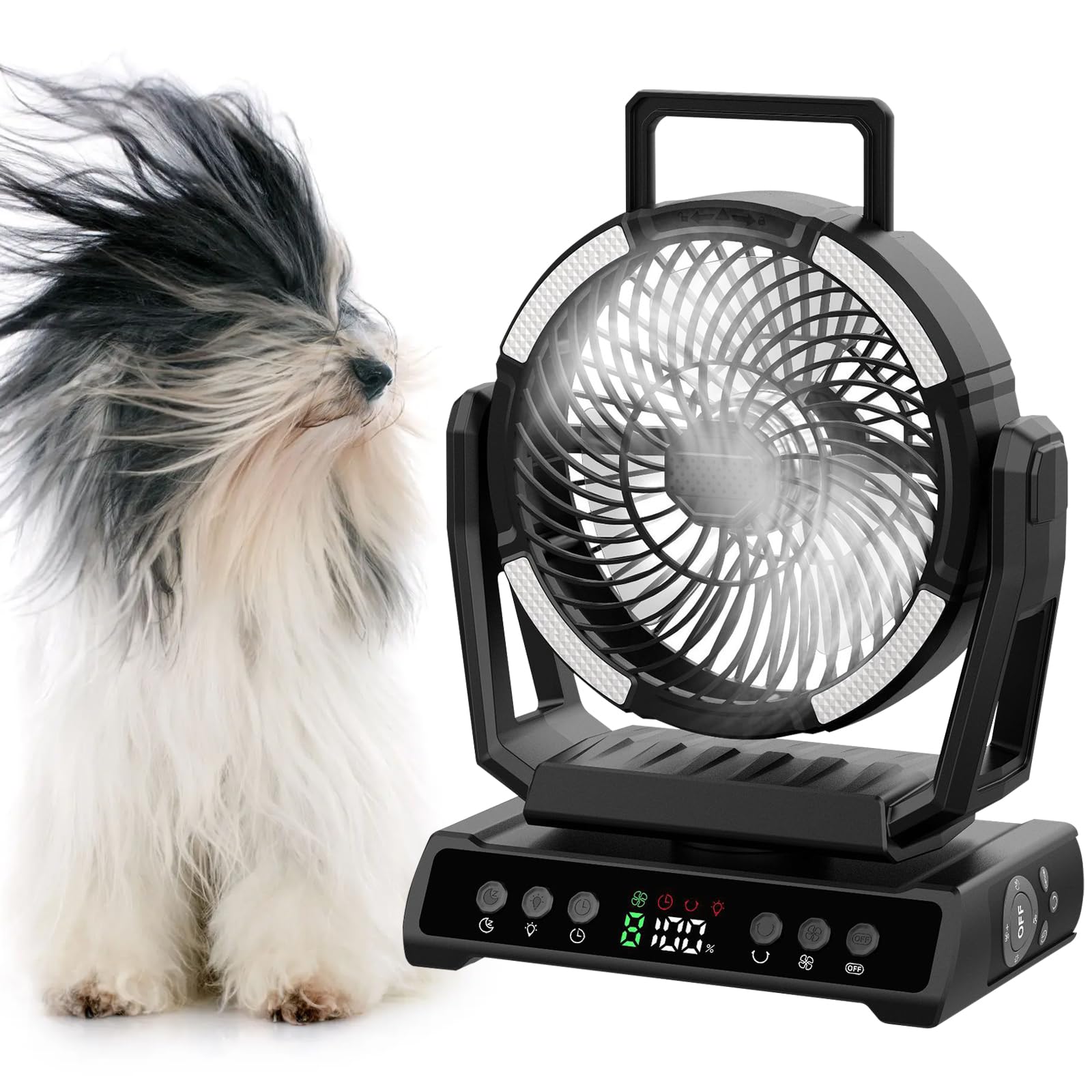 Ventilateur de camping 20000mAh rechargeable avec lanterne LED et télécommande