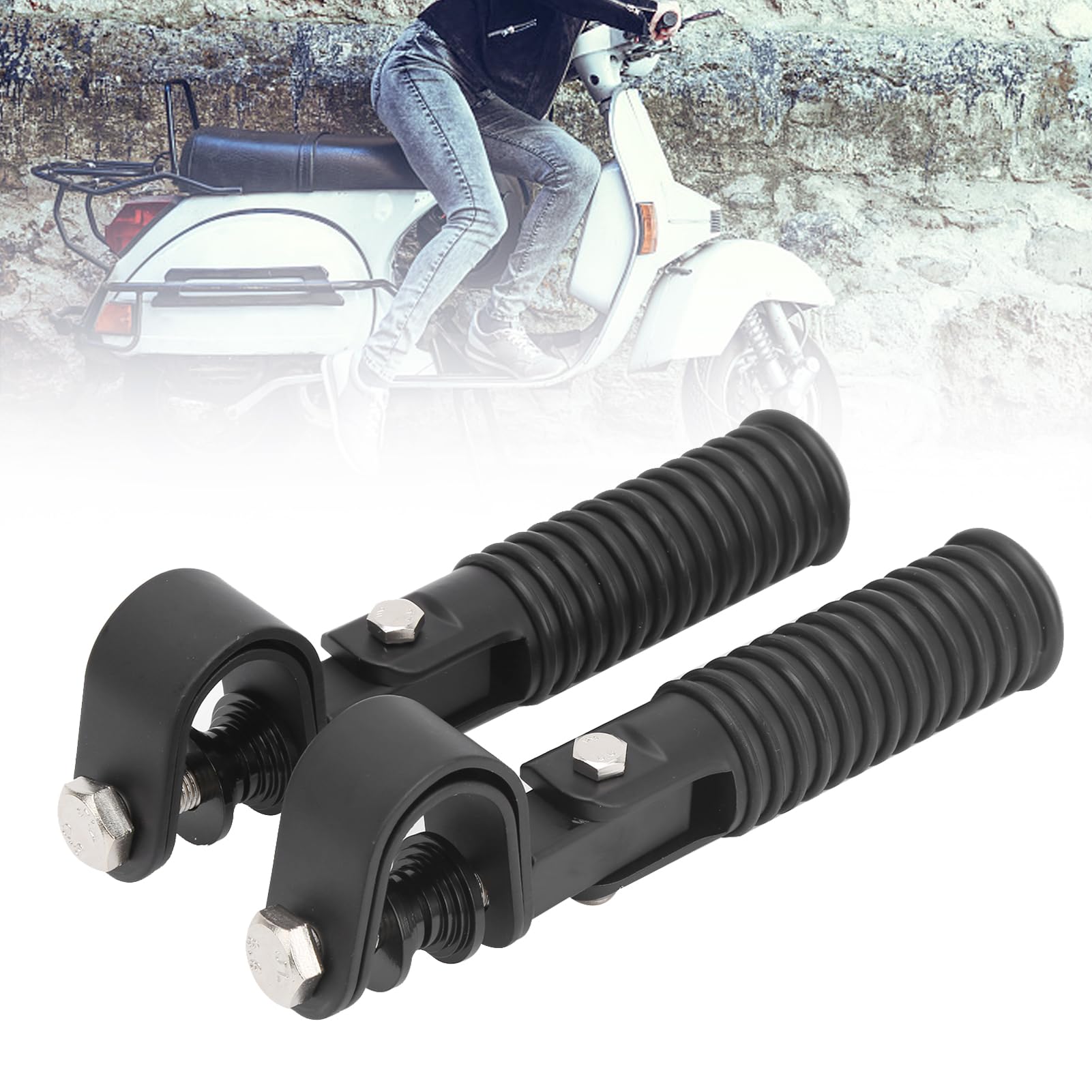 Pedane per moto Pedane per autostrada per barre di protezione Morsetto Supporto per poggiapiedi Protezione per barra di protezione motore Pedane per moto Universali Pratiche 1In (Noir)