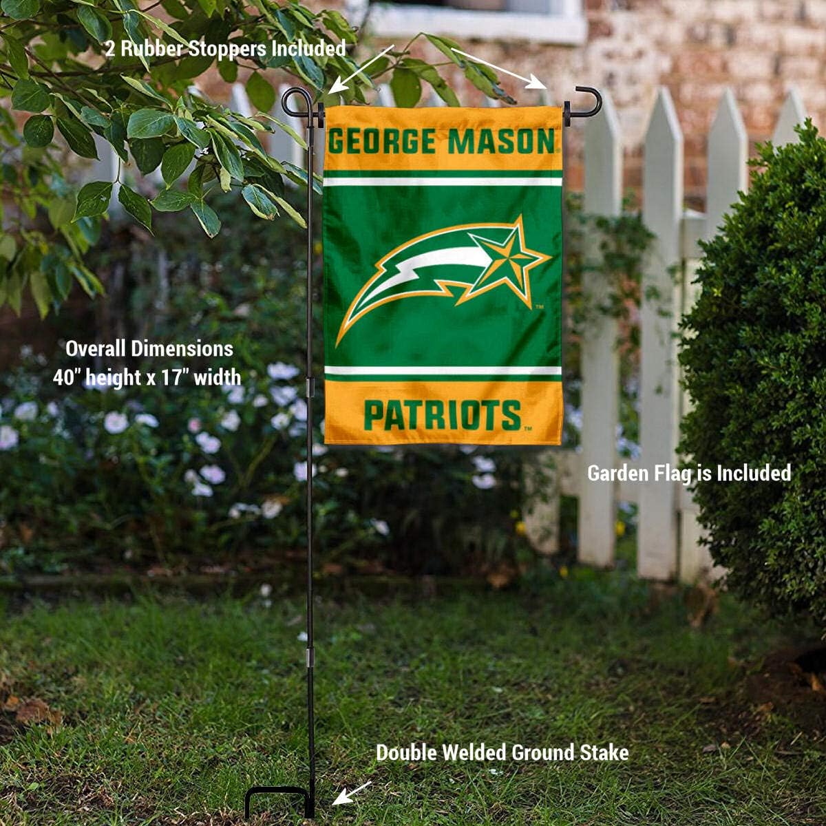 George Mason Patriots Garden Flag with Stand Holder - Image 3