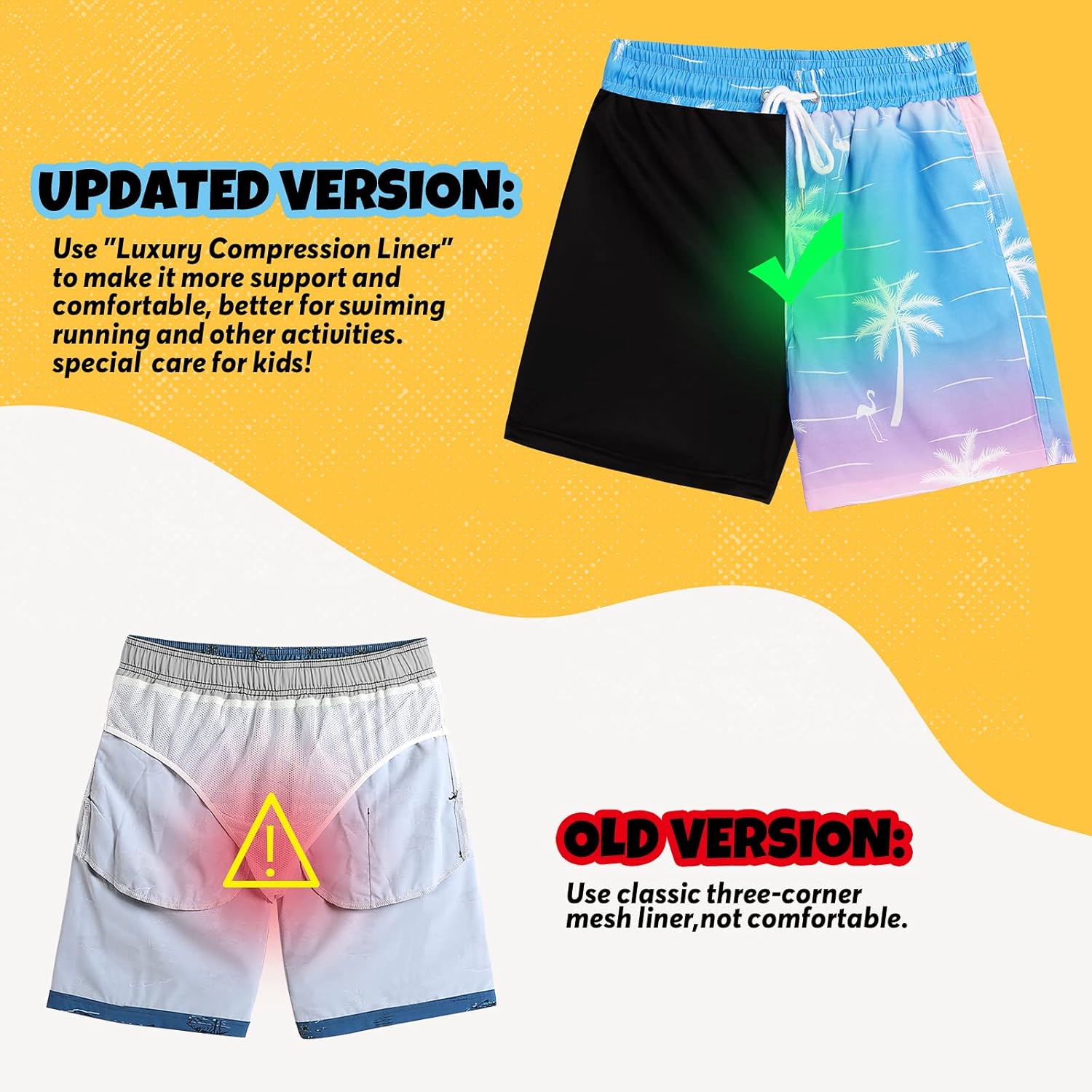 Boys Swim Trunks Bathing Suit Swim Shorts with Boxer Brief Liner Quick Dry Beach Swimsuit Compression - Image 3