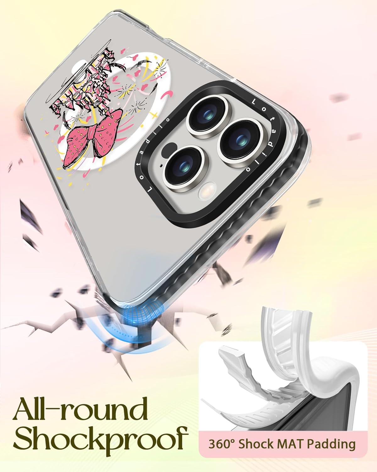 Cute Case for iPhone 16 Pro for Women Girls - Funny Castle Design Compatible with Magsafe Magnetic Ring Holder Kickstand Fashion TPU Phone Covers - Image 6