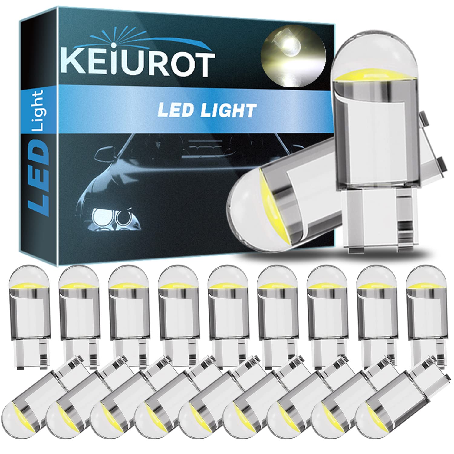 Keiurot - Confezione da 10 lampadine a LED T10 501 W5W 194 168 2825, per auto, luce interna, cupola, mappa, porta, luce laterale, targa, rosso, DC12V