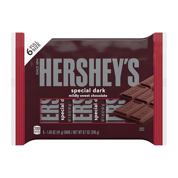 HERSHEY'S SPECIAL DARK Mildly Sweet Chocolate Candy Bars, 1.45 oz (6 Count)