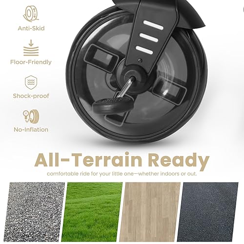 Miniatura 6 de QPlay Cochecito de bicicleta para bebés de 10 meses a 6 años de edad, cochecito plegable 8 en 1 para niños pequeños de 3 a 5 años, triciclo de