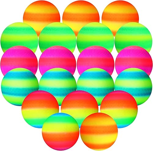 Macarrie 20 Pcs Playground Balls 6 Inches Dodgeball Kick Balls for Kids Adults Colorful Inflatable Balls Handballs Soccer Basketball Handball Games