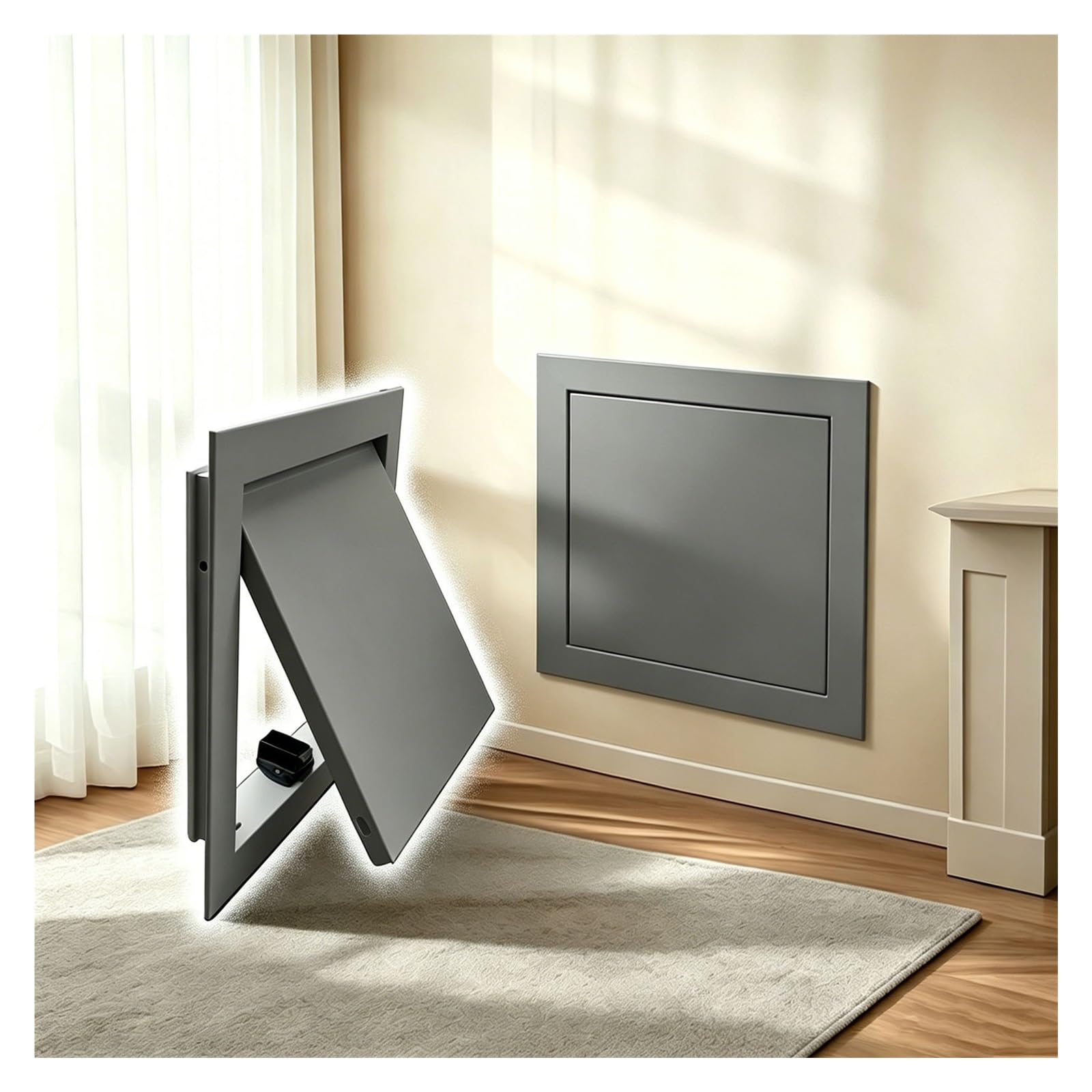 Access Panel for Ductwork & Plumbing Lines, Waterproof Shower/Laundry Chute Hole Cover, Push-Type Attic Inspection Hatch for Breaker Box(Gray,12x12in (30x30cm))