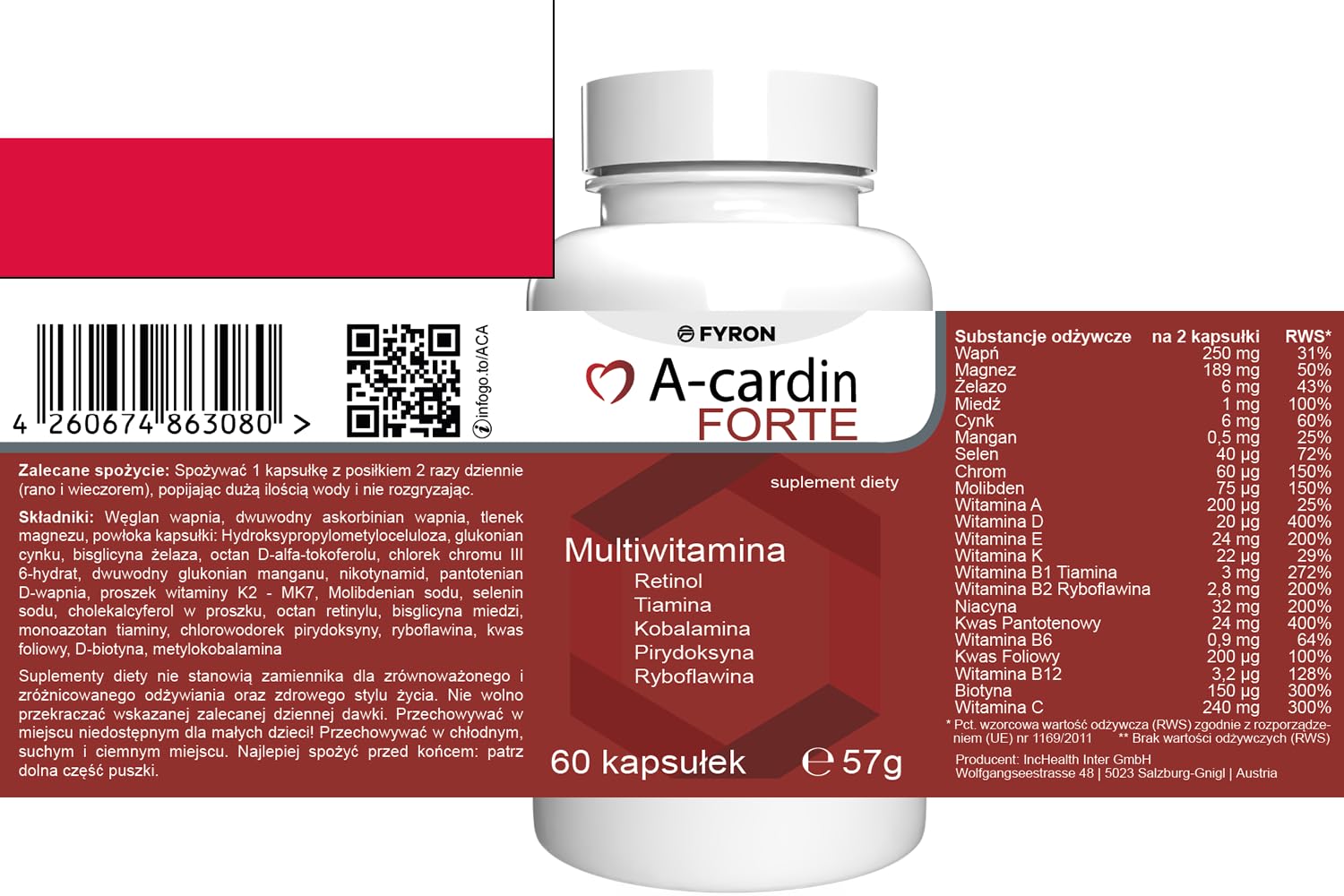 A-cardin Forte - 60 Kapseln - 1er Pack