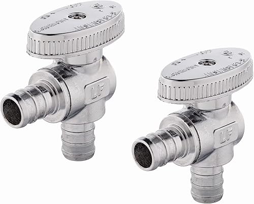 EFIELD - Válvula de tope de ángulo de giro de 14 engarzado de púas de 12 pulgada Pex X 12 pulgada Pex latón cromado