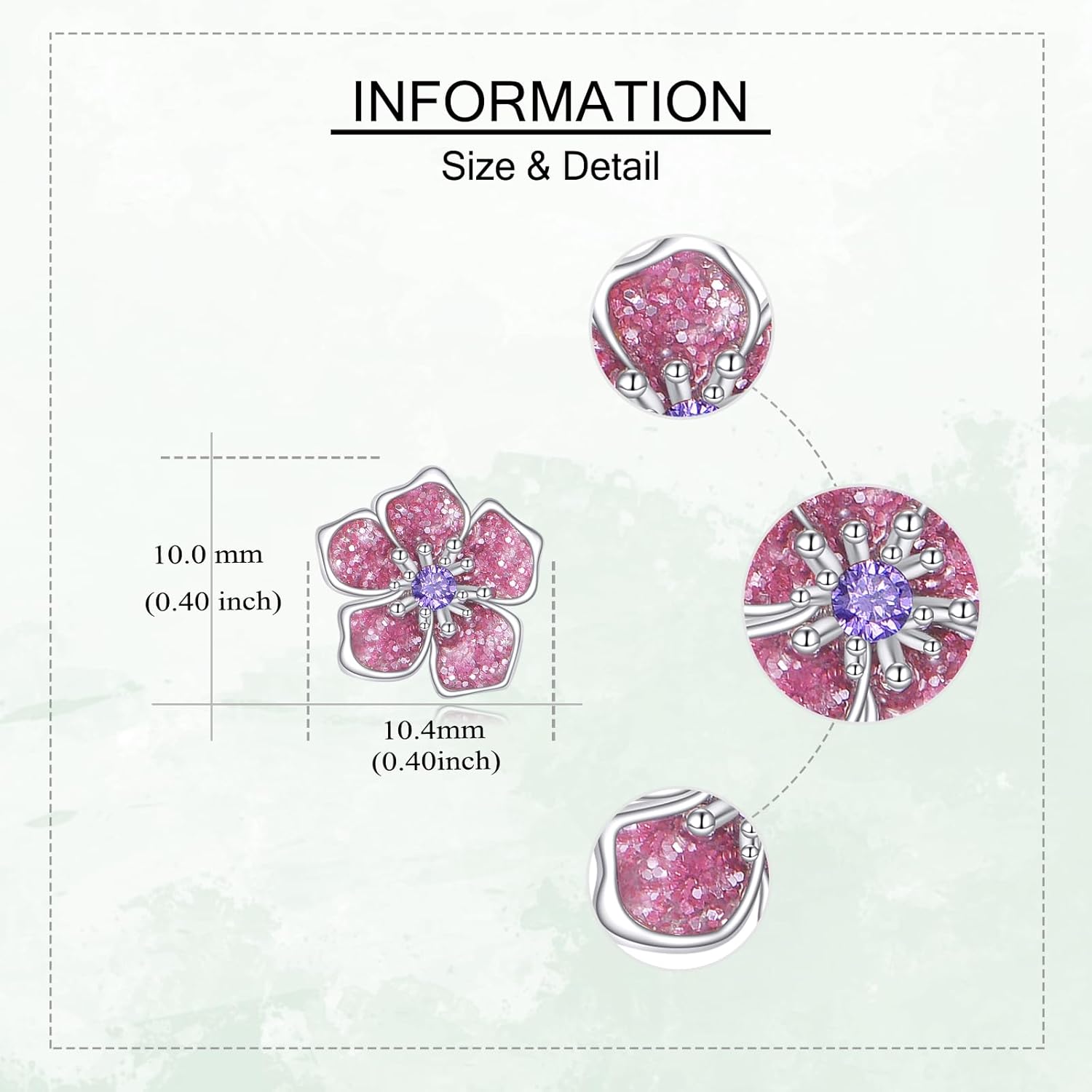 Cherry Blossom Stud Earrings 925 Sterling Silver Pink Flower Earrings for Women Cherry Blossom Jewelry Birthday Gifts for Women Lover Friends