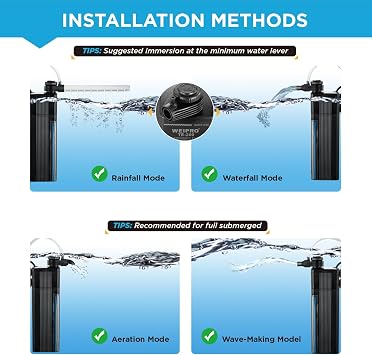 Internal Fish Tank Filter, Multi Filter Materials, 3W Adjustable Water Flow Submersible Aquarium Filter Pump for 20l ~ 40l Freshwater Fish Tank, 2 Mode Aeration & Rainfall, TE-100(210L/H)