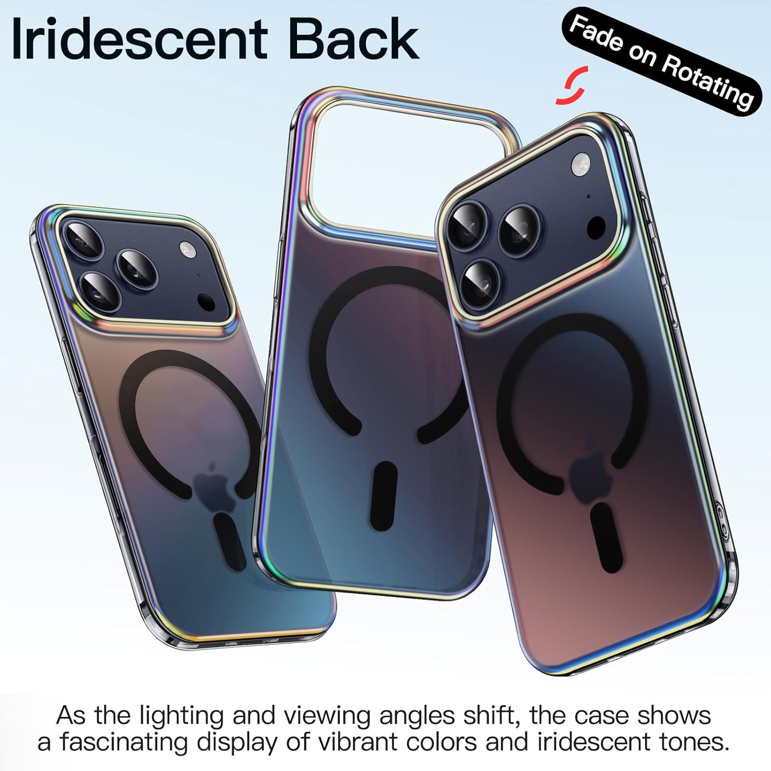 JETech Iridescent Case for iPhone 17 Pro Max 6.9-Inch Compatible with MagSafe, Cute Unique and Aesthetic Design, Colorful Fluorescent Translucent Back Shockproof Phone Cover (Iridescent Black) - Image 3