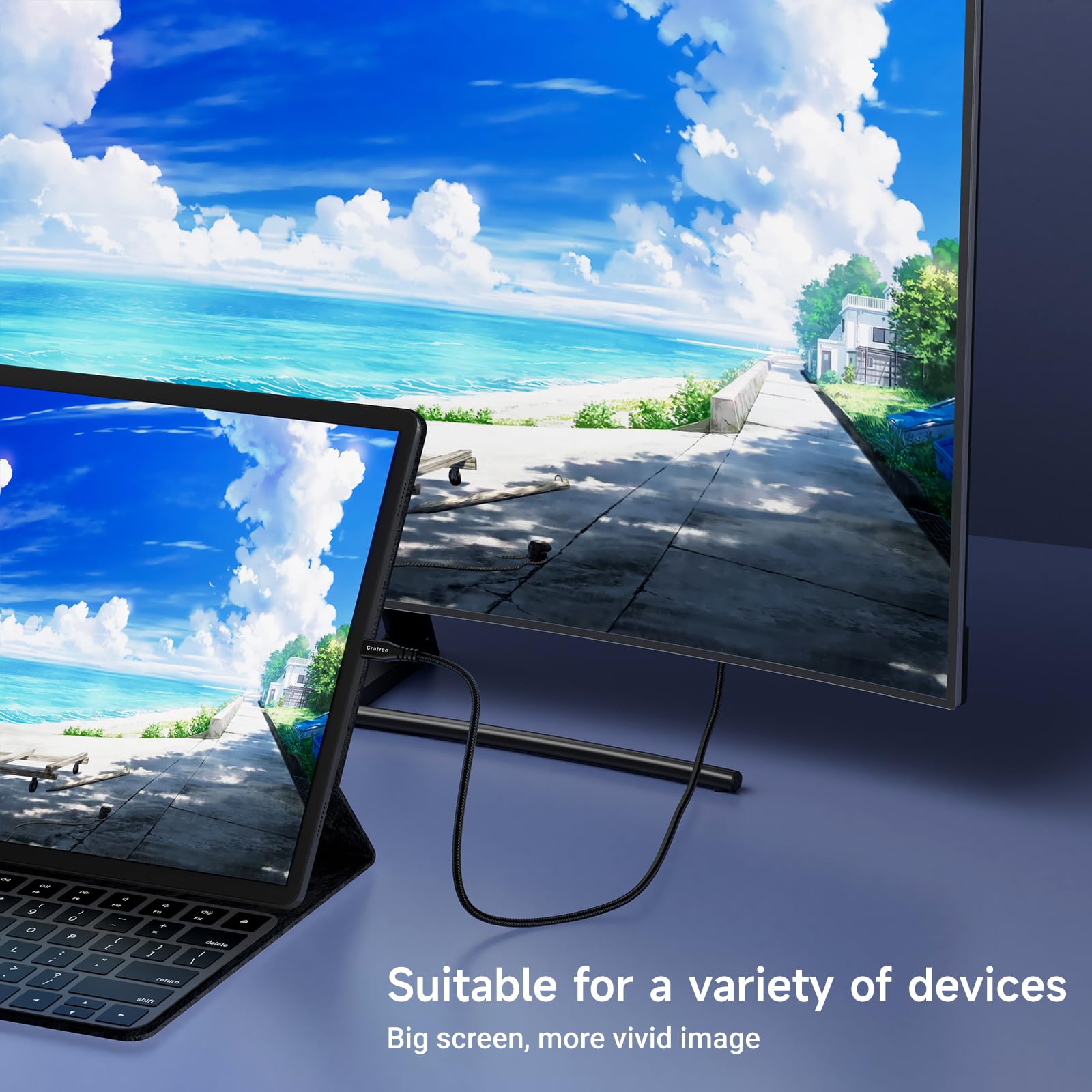 Cratree Micro-HDMI-auf-HDMI-Kabel, 1,8 m, 8 K @ 60 Hz, 4 K @ 120 Hz, HDMI zu Micro-HDMI-Kabel, unterstützt HDR eARC Dolby, kompatibel mit GoPro Hero 7, 6, 5, 4, Raspberry Pi 4, Sony und Nikon Kamera