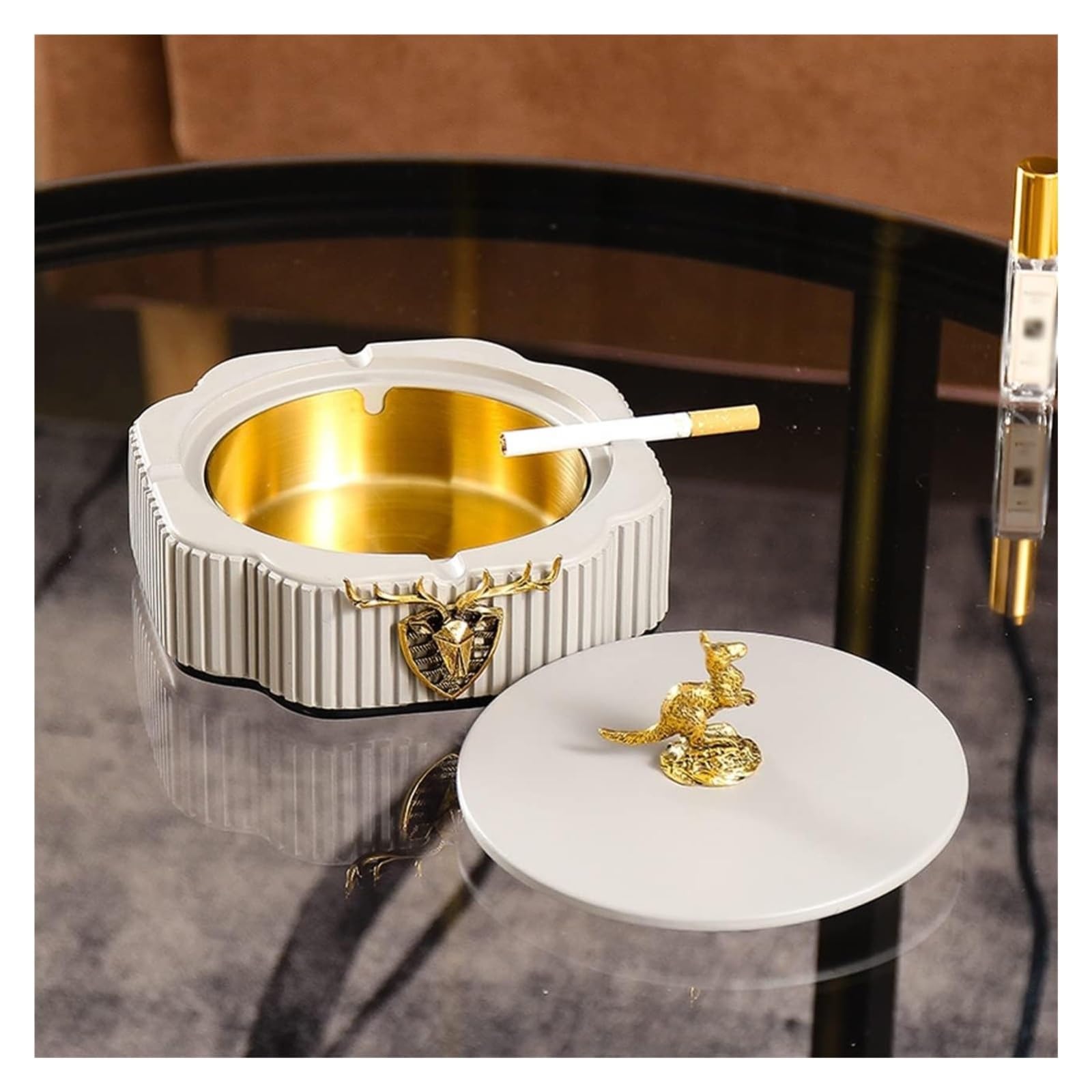 JIMBEAM 非売品ノベルティ　真鍮製灰皿　ash tray 未使用2個セット Amazon.com: ZYBB Cigarette Smoking Resin Ash Tray with Lid