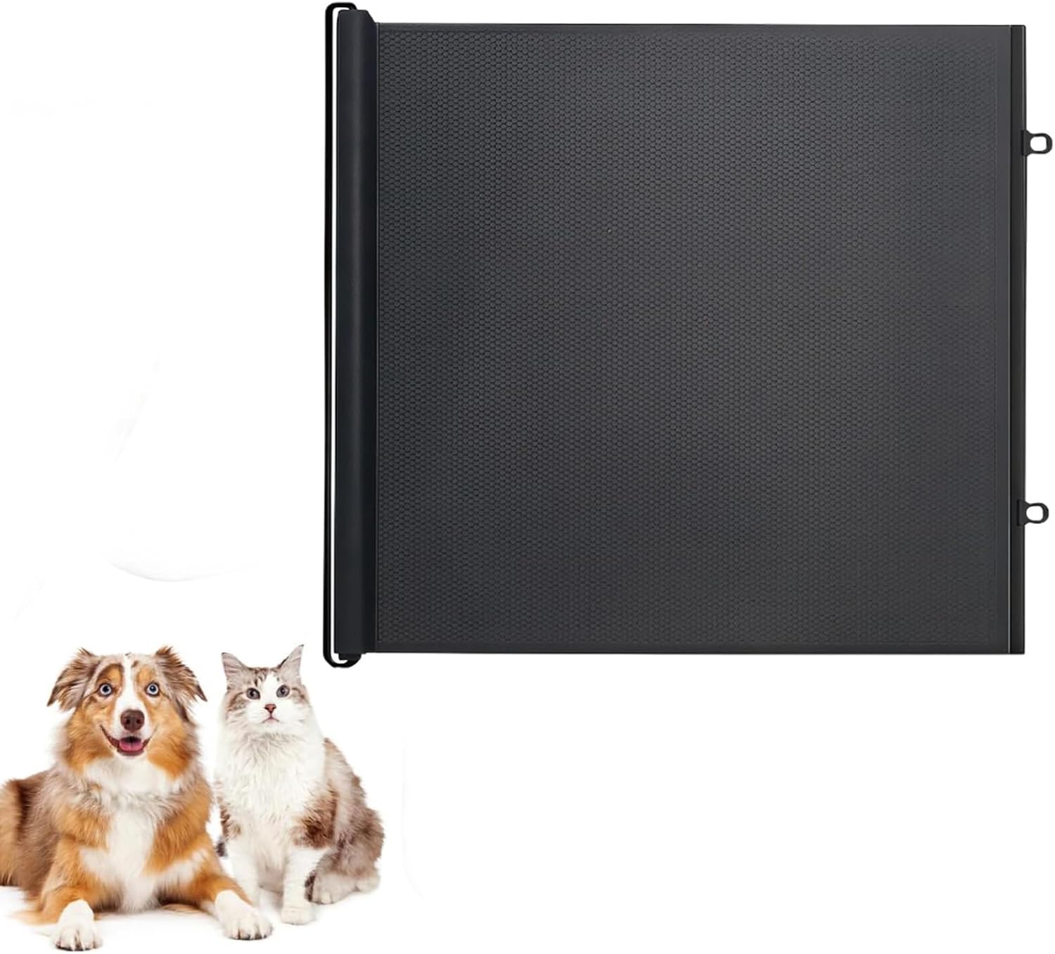 Retractable Gate, No-Drill Extra Wide Design (Up to 52"), Reinforced Mesh Safety Barrier for Stairs, Hallways and Doorways, Indoor/Outdoor Use (Black, Large)