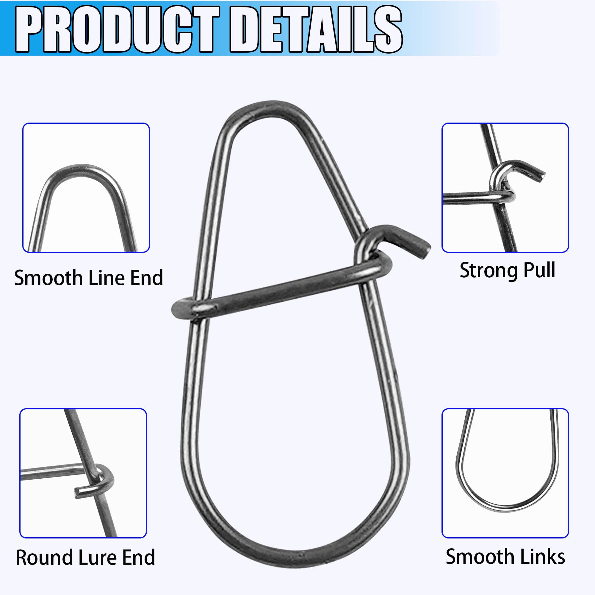 Crankbait Snaps Fishing Clips Set for Bass Lure,100pcs/250 Stainless Steel Fishing Snap Duo Lock Quick Change Speed Clips Fishing Hook Lure Connector Fishing Tackle Saltwater Freshwater 100pcs