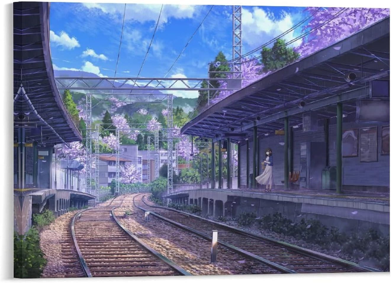 Amazon.co.jp: アートパネル ポスター 絵画 桜 さくら 和風柄 鉄道  