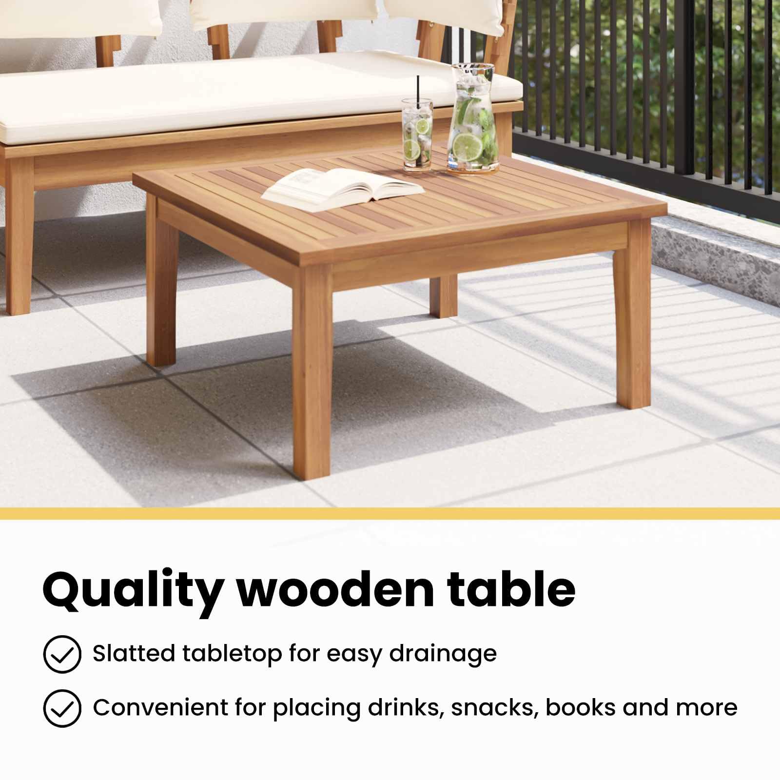 vidaXL Mesa de Jardín Marrón Madera Maciza de Teca, Conjunto de Muebles de Jardín, Mesa Rectangular de Teca, Asientos Modernos, Resistente al Clima, Estilo Patios